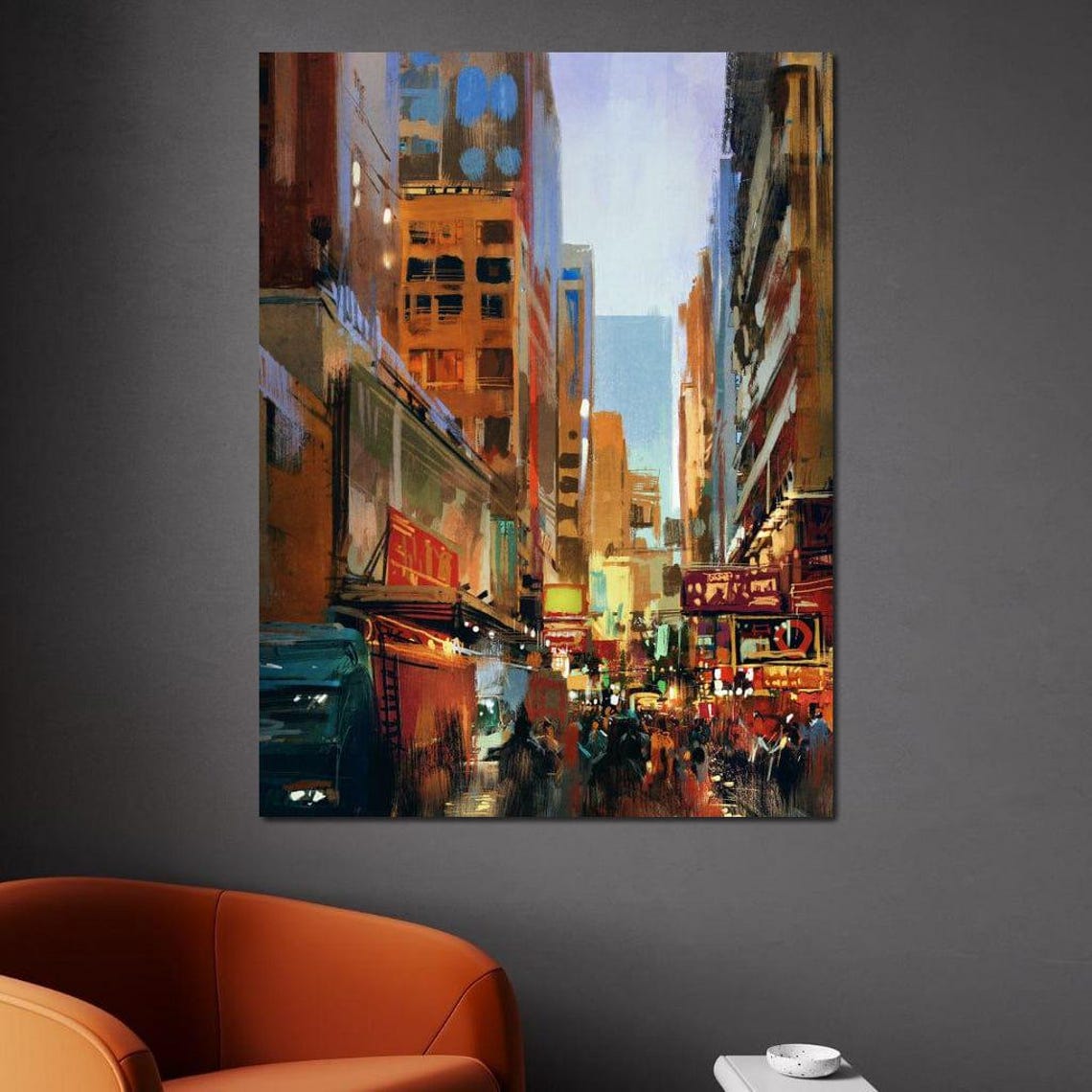 Pyrgonia City Urban Landscape City Scene Art Vibrant Colors Modern Wall Art Colorful Skyline City Life Print By Nichecanvas - Image 4