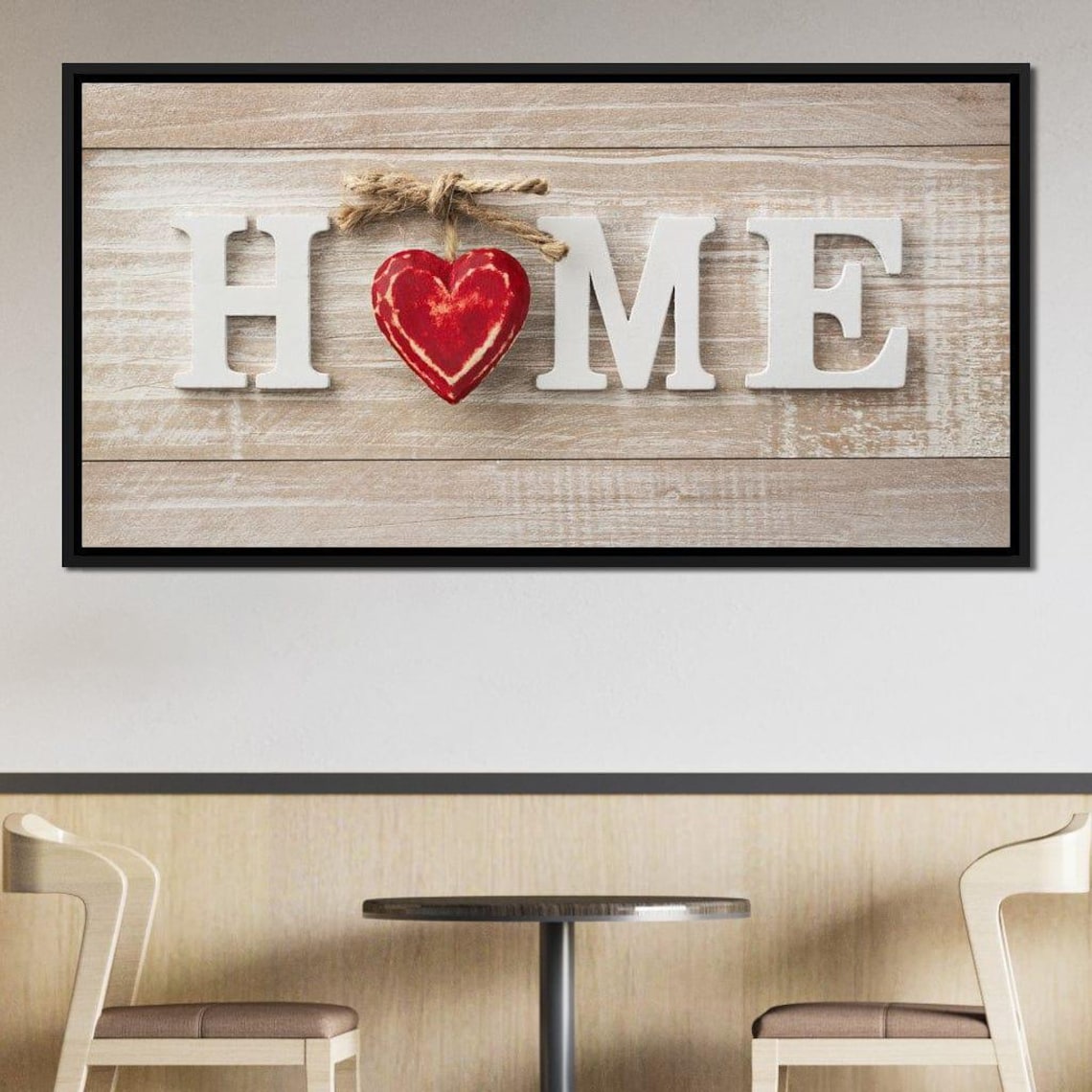 Home Sweet Heart Rustic Wood Sign Red Heart Cozy Farmhouse Decor - Image 2