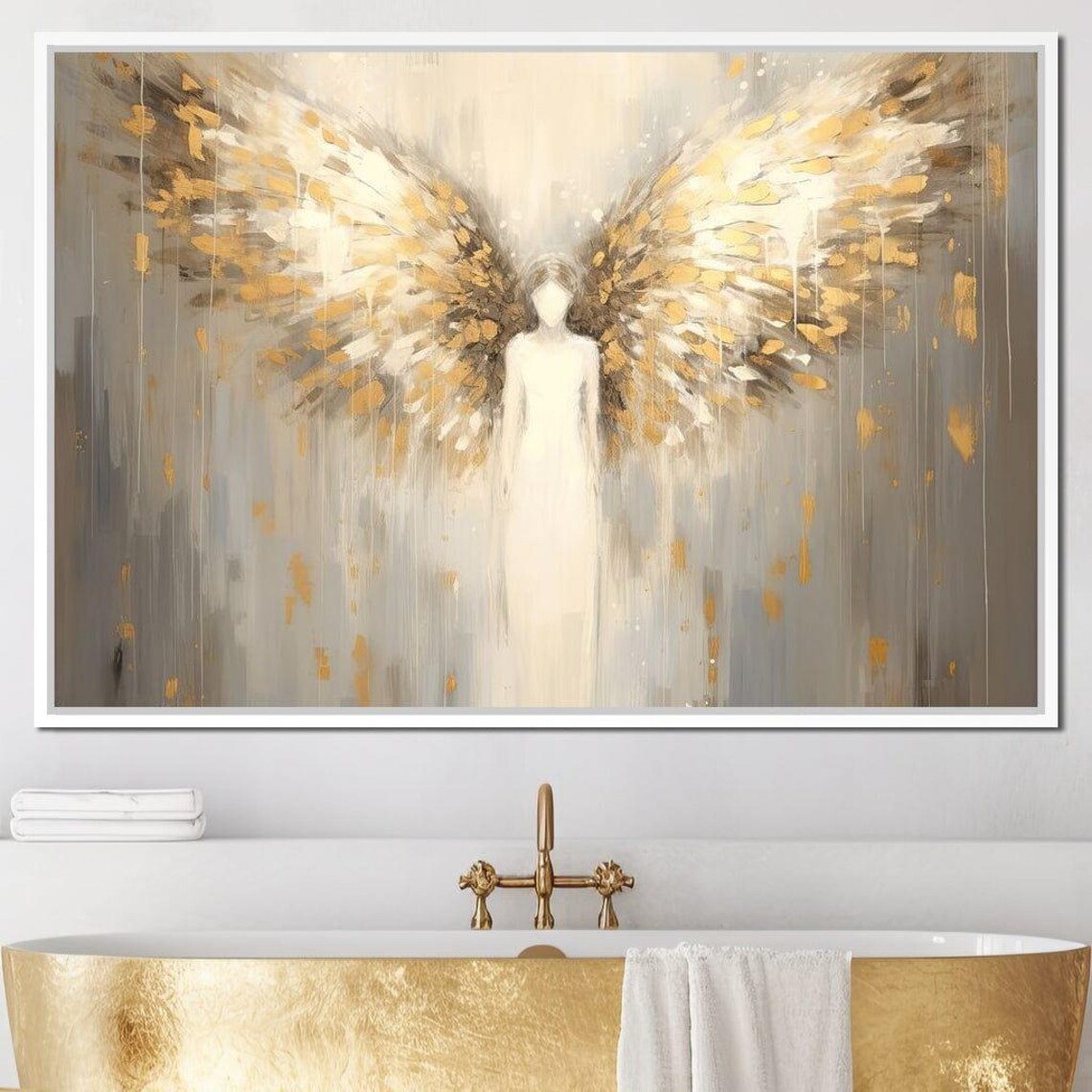 Heavenly Guardian Angel Silhouette Art Print - Image 4