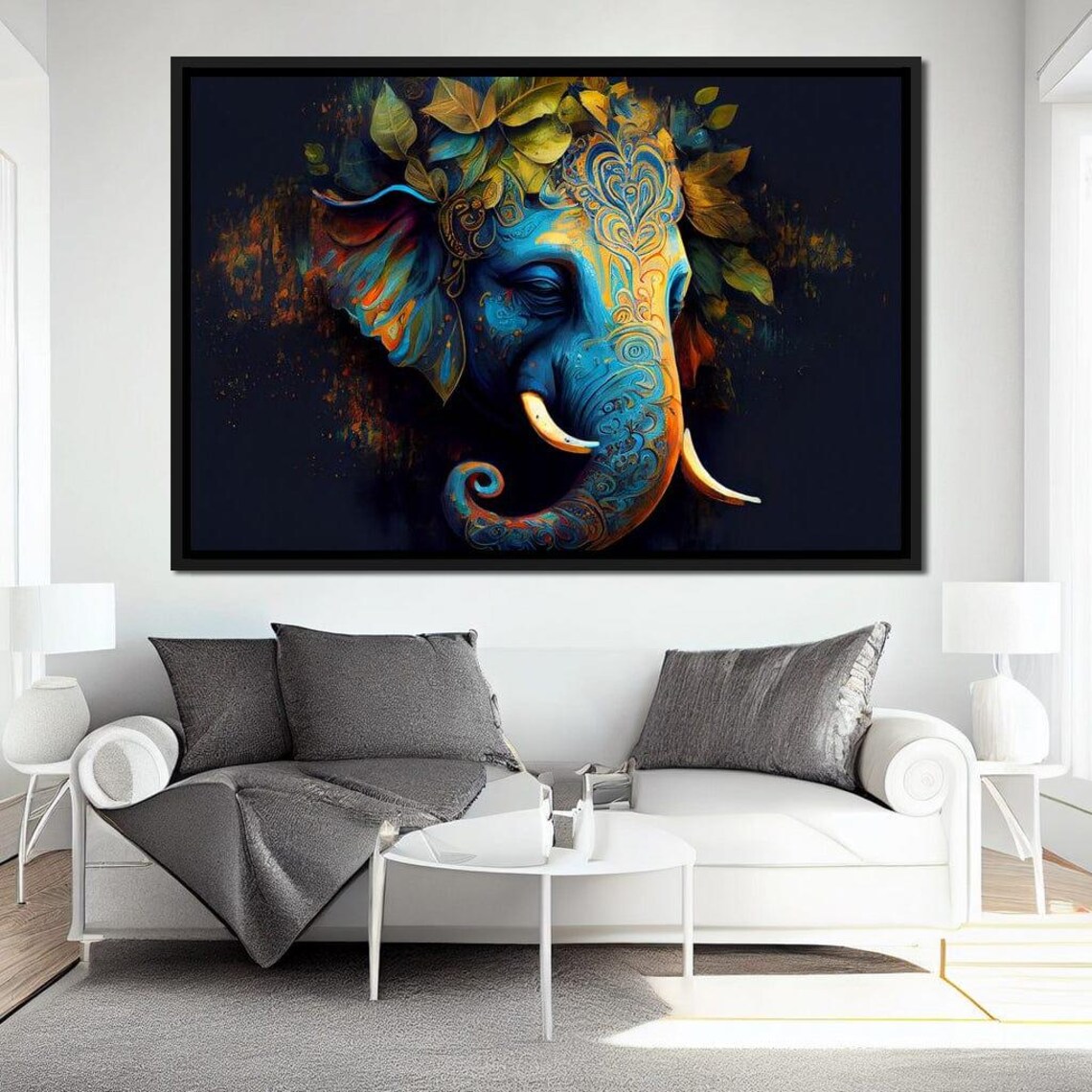 Vibrant Mehndi Elephant Rainbow Ornate Boho Wildlife Wall Art - Image 2
