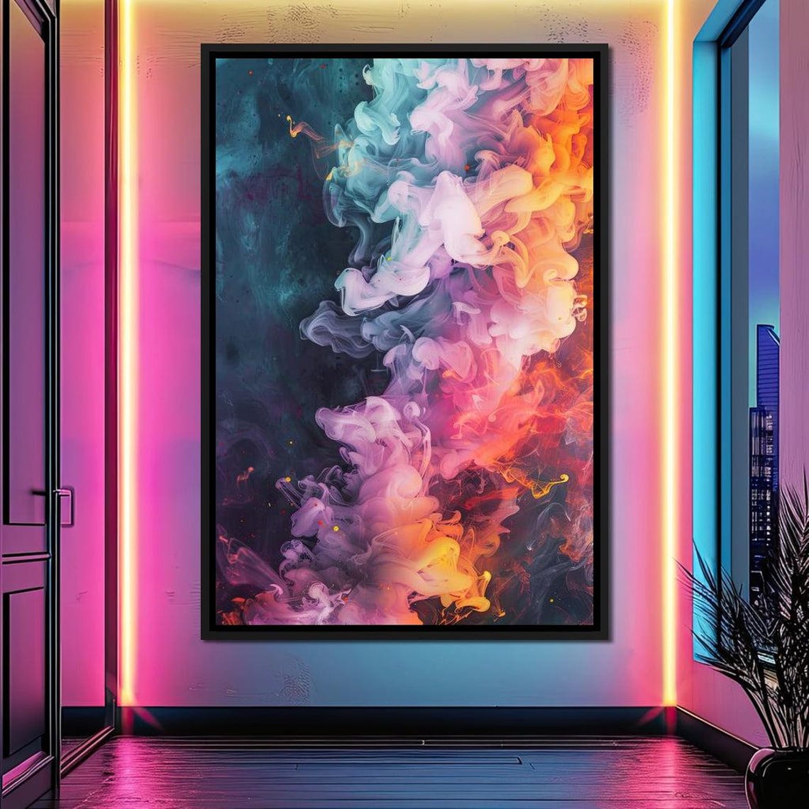 Colorful Smoke Abstract Pink Orange Teal Ink Modern Fluid Art Poster - Image 4