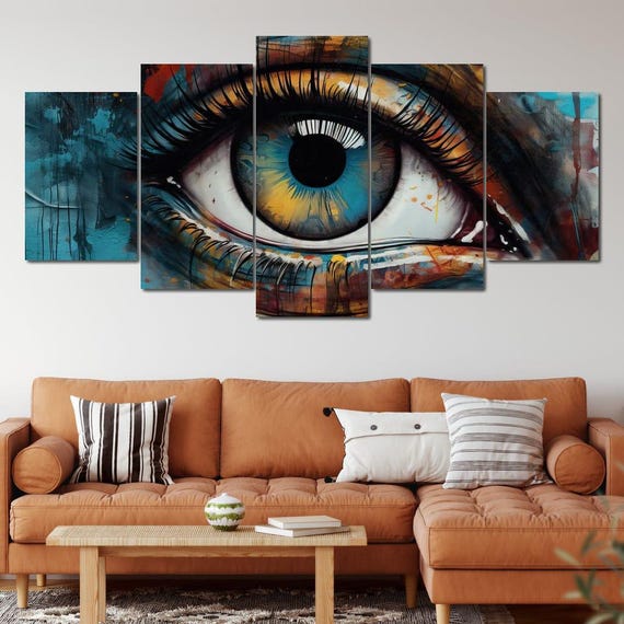 Triadic Eye Graffiti Colorful Eye Wall Art Urban Street Art Modern Home Decor Bold Artistic Print By Nichecanvas
