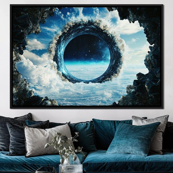 Cosmic Portal Ring Sky Clouds Galaxy Fantasy Portal Wall Art Poster