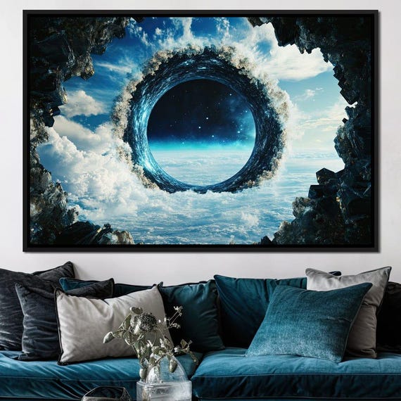 Portal To Celestial Realms Cosmic Wall Art Dreamy Landscape Home Decor Mystical Portal By Nichecanvas