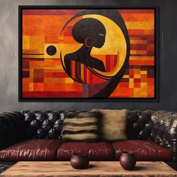 Gede Sakeem Gibbs African Abstract Art Orange Yellow Gray Modern Wall Decor By Nichecanvas