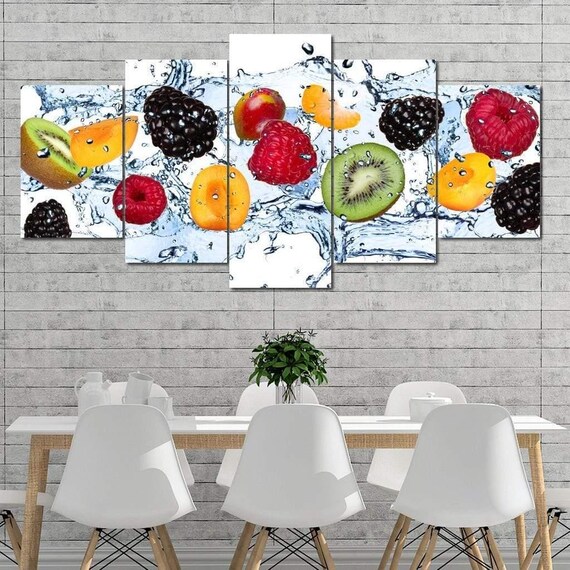 Fresh Fruits Colorful Wall Art For Kitchen Decor Vegan Vegetarian Friendly Multicolor Print By Nichecanvas