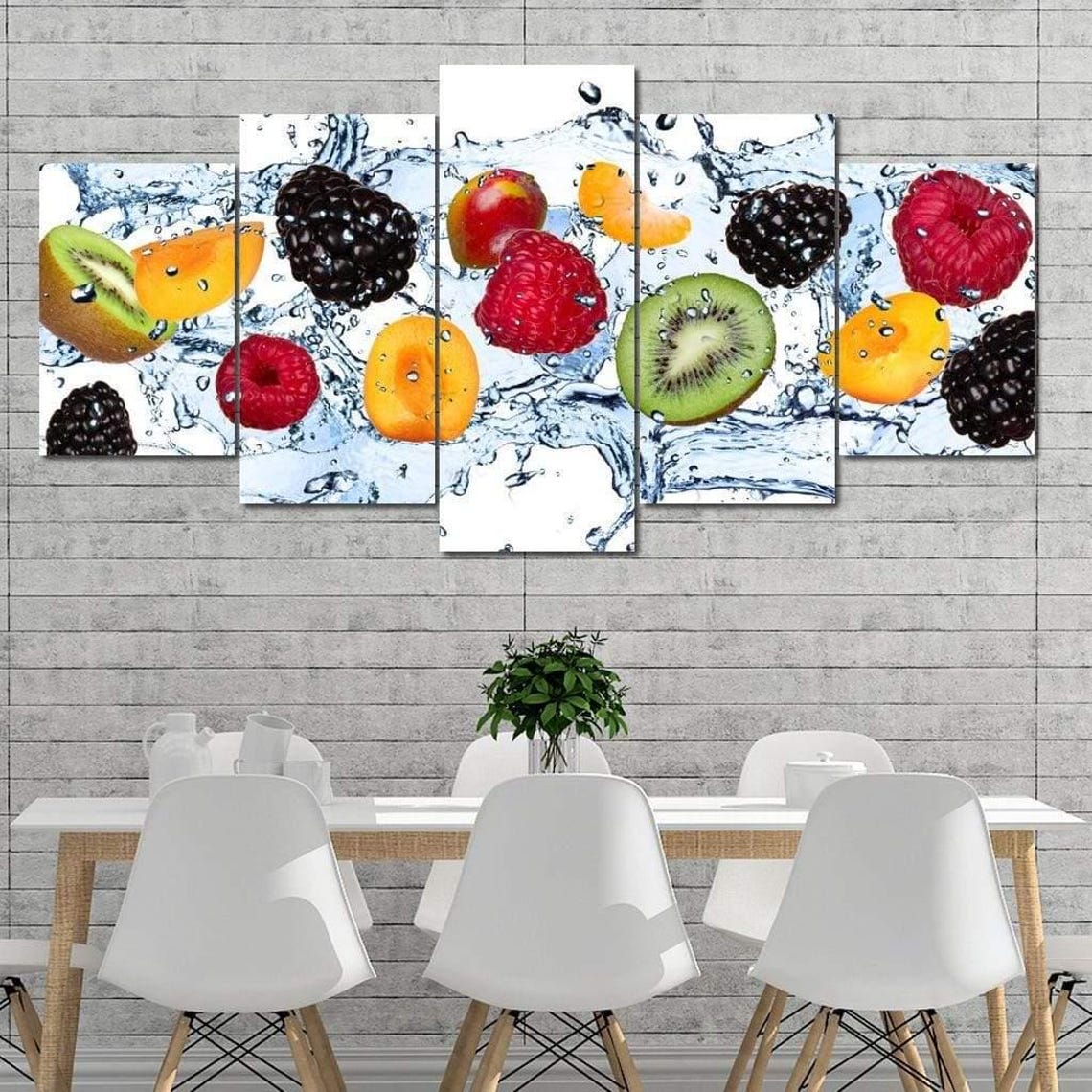 Fresh Fruit Splash Multi Panel Kitchen Citrus Berry Juicy Wall Art