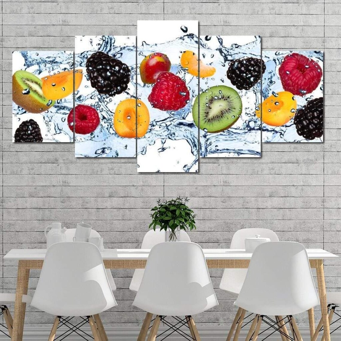Fresh Fruits Colorful Wall Art For Kitchen Decor Vegan Vegetarian Friendly Multicolor Print By Nichecanvas