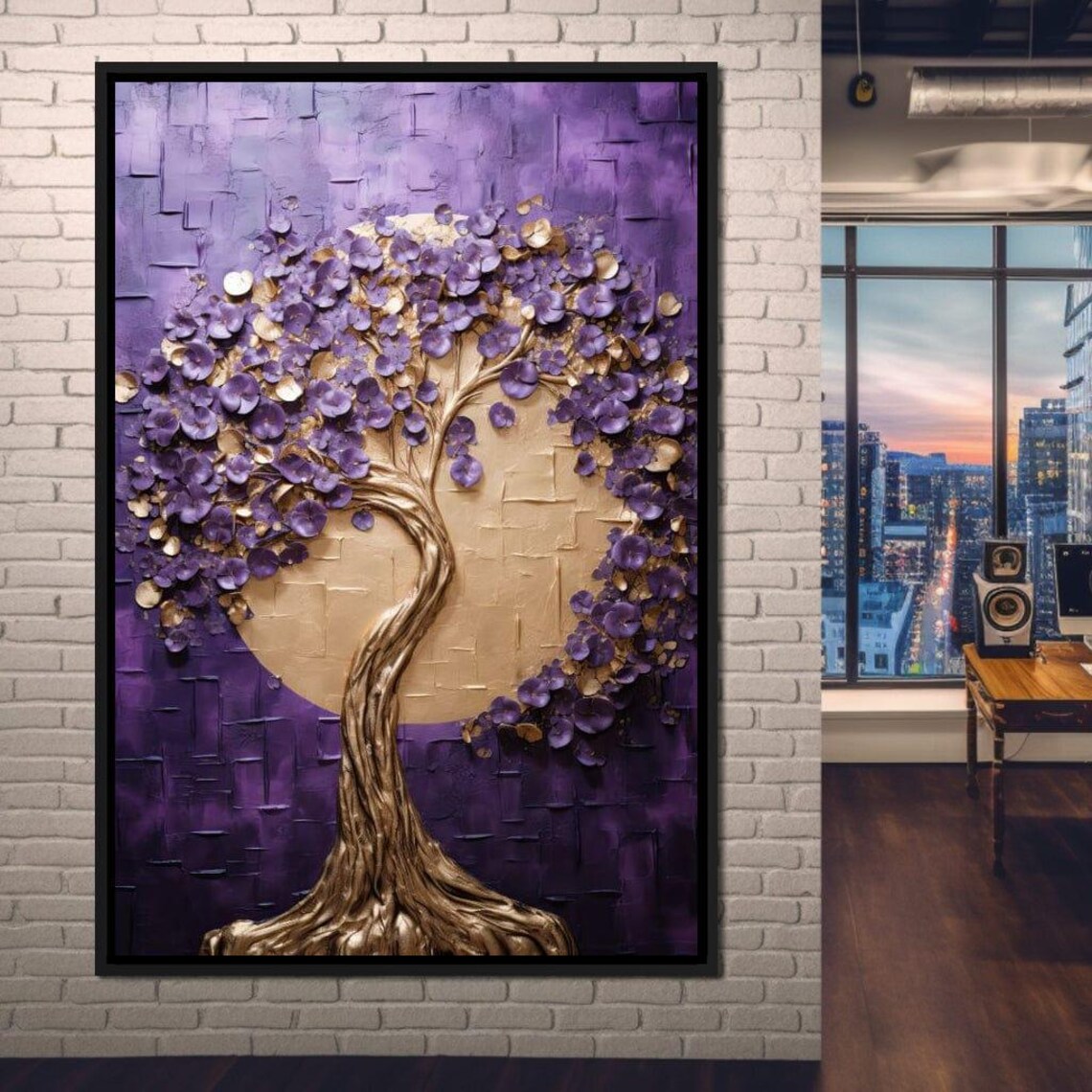 Golden Twilight Tree Wall Art, Modern Abstract - Image 4
