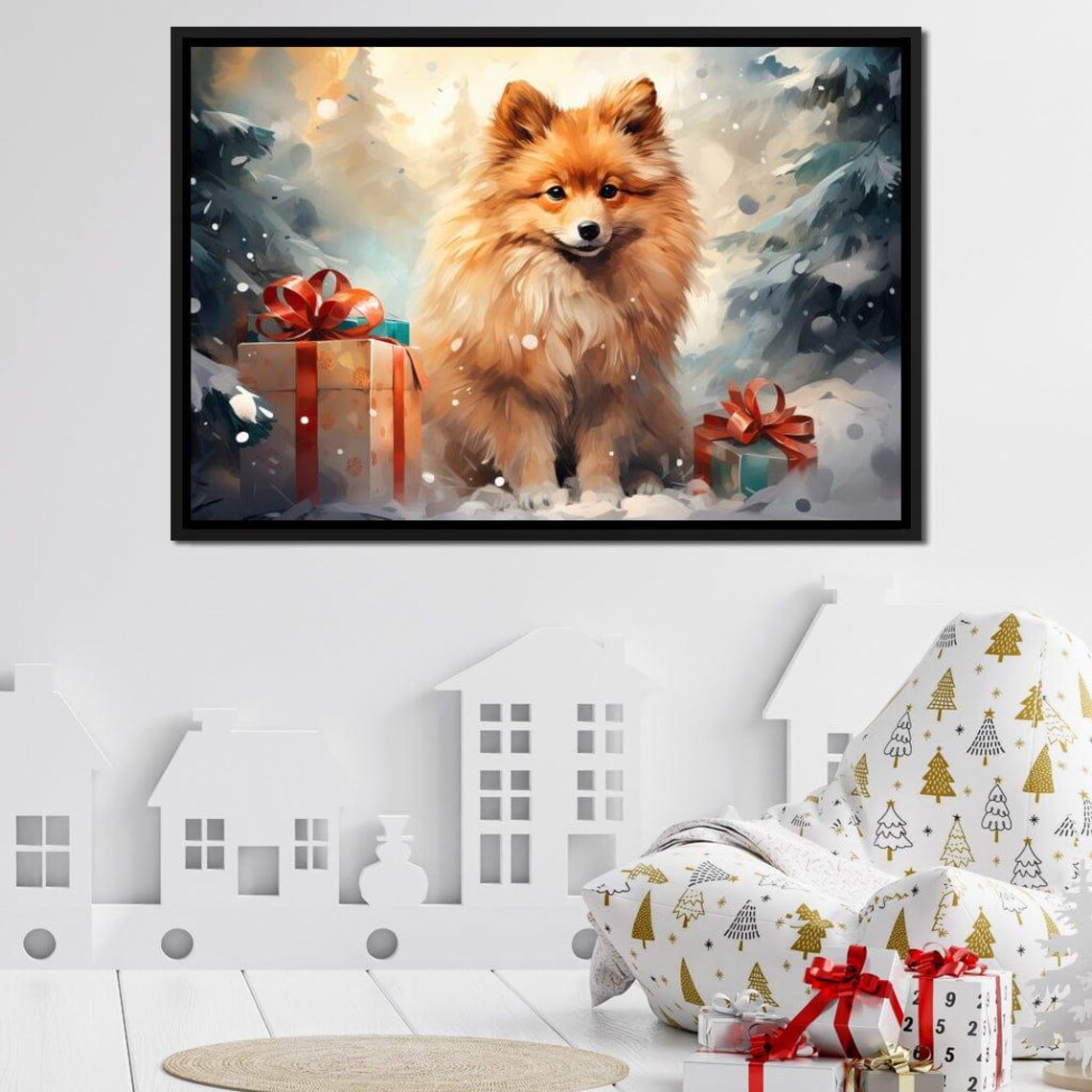 Festive Pomeranian Puppy Christmas Gifts Snowy Holiday Dog Poster - Image 4