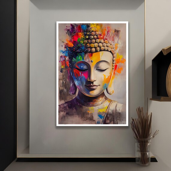 Buddha Portrait Wall Art Zen Meditation Canvas Print Spiritual Decor