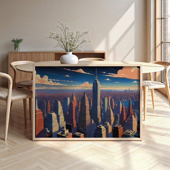 New York Daytime Skyline Empire State Building Sunset Cityscape Poster