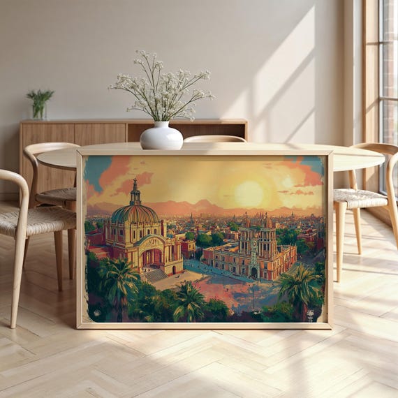 Mexico Watercolour Framed Poster Luxurious Design Ready To Hang Art