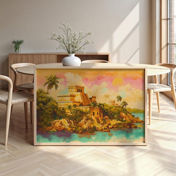 Tulum Watercolour Framed Poster Luxurious Design Ready To Hang Art