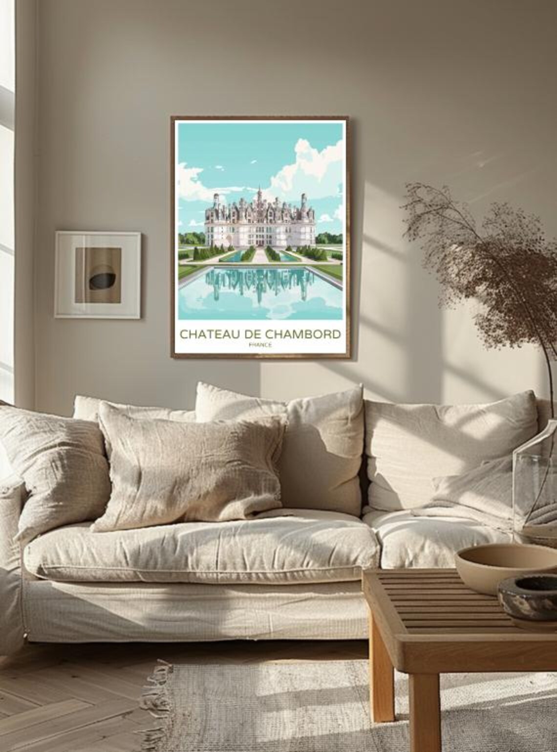 Chateau de Chambord France Castle Reflection Retro Travel Poster - Image 3