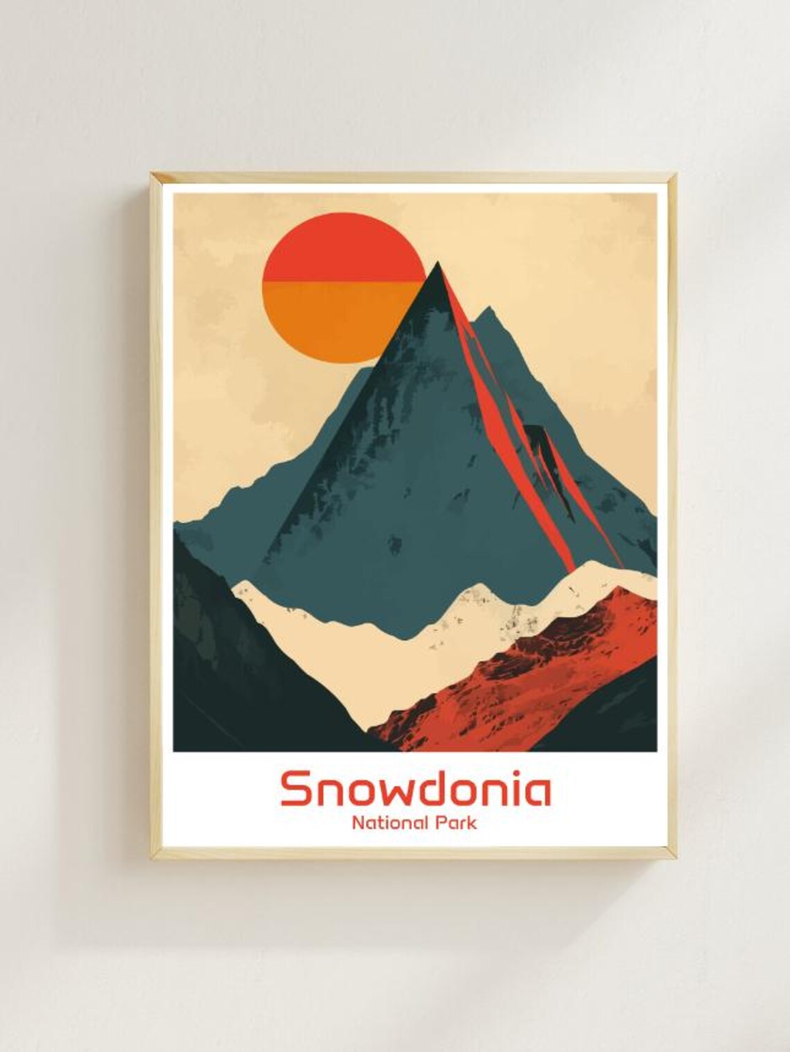 Snowdonia National Park Bold Mountain Peak Sun Travel Poster