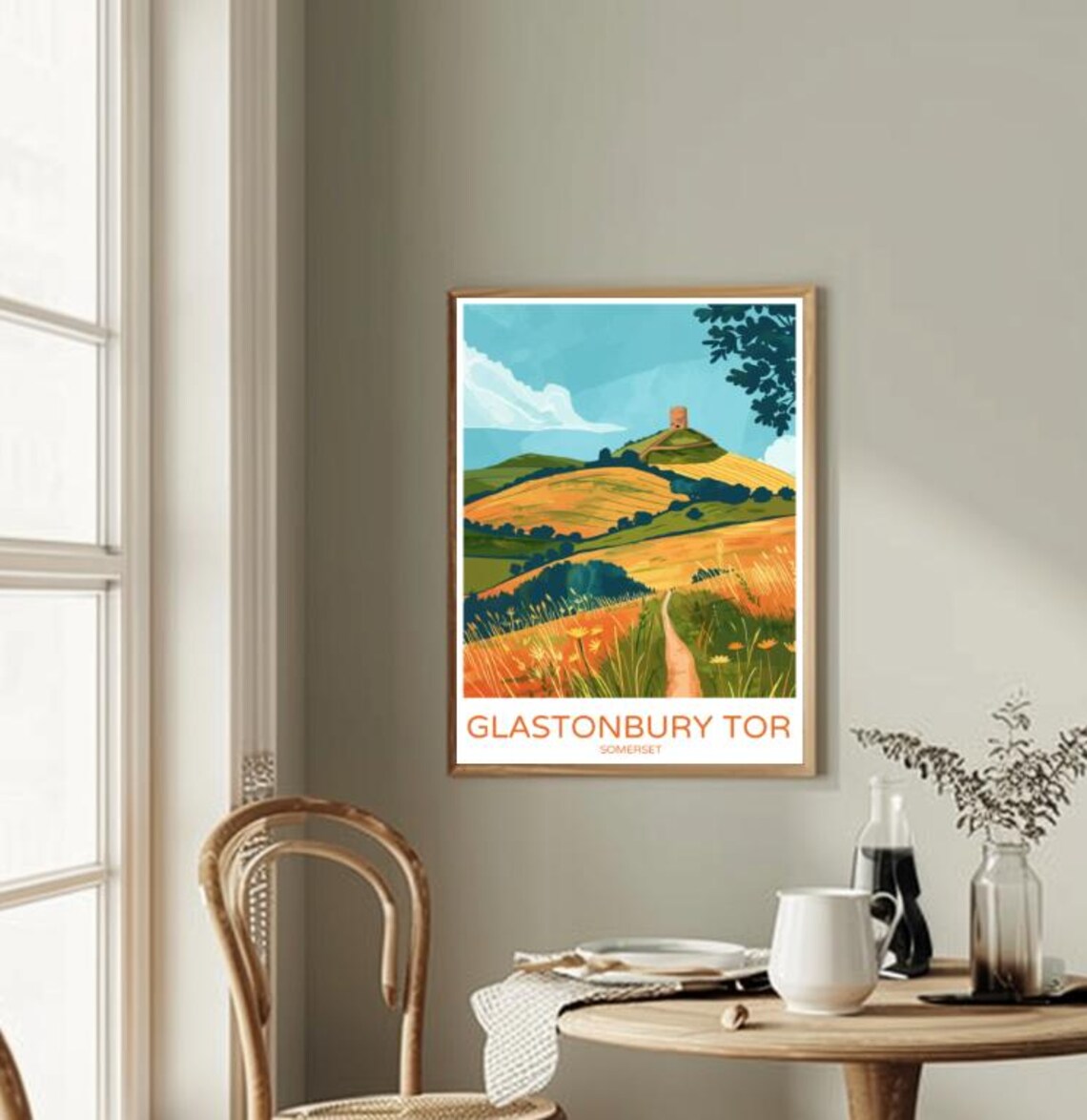 Glastonbury Tor Somerset Hills Vintage Countryside Poster Art - Image 2