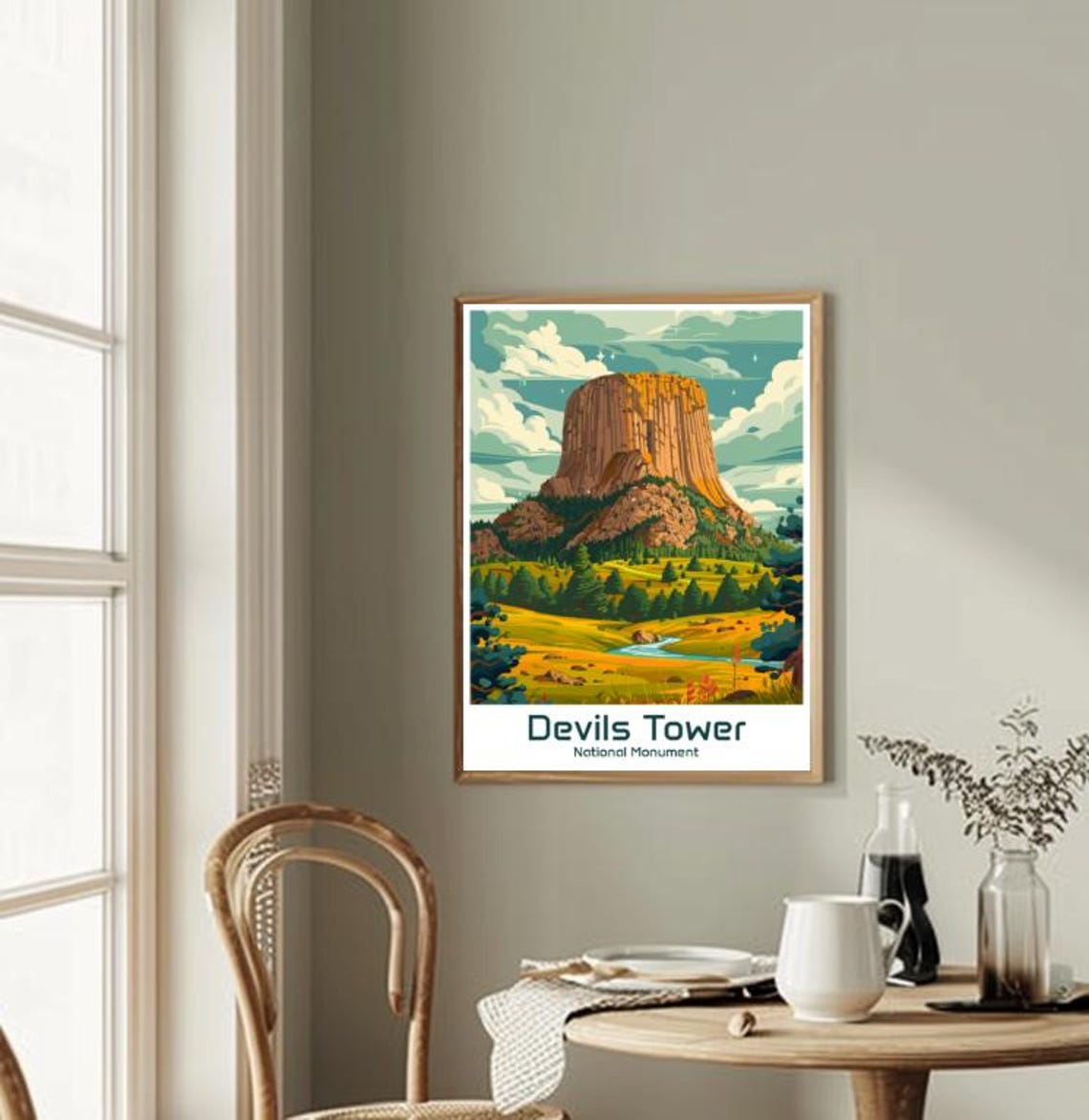 Devils Tower National Monument Wyoming Rock Formation Travel Poster - Image 2