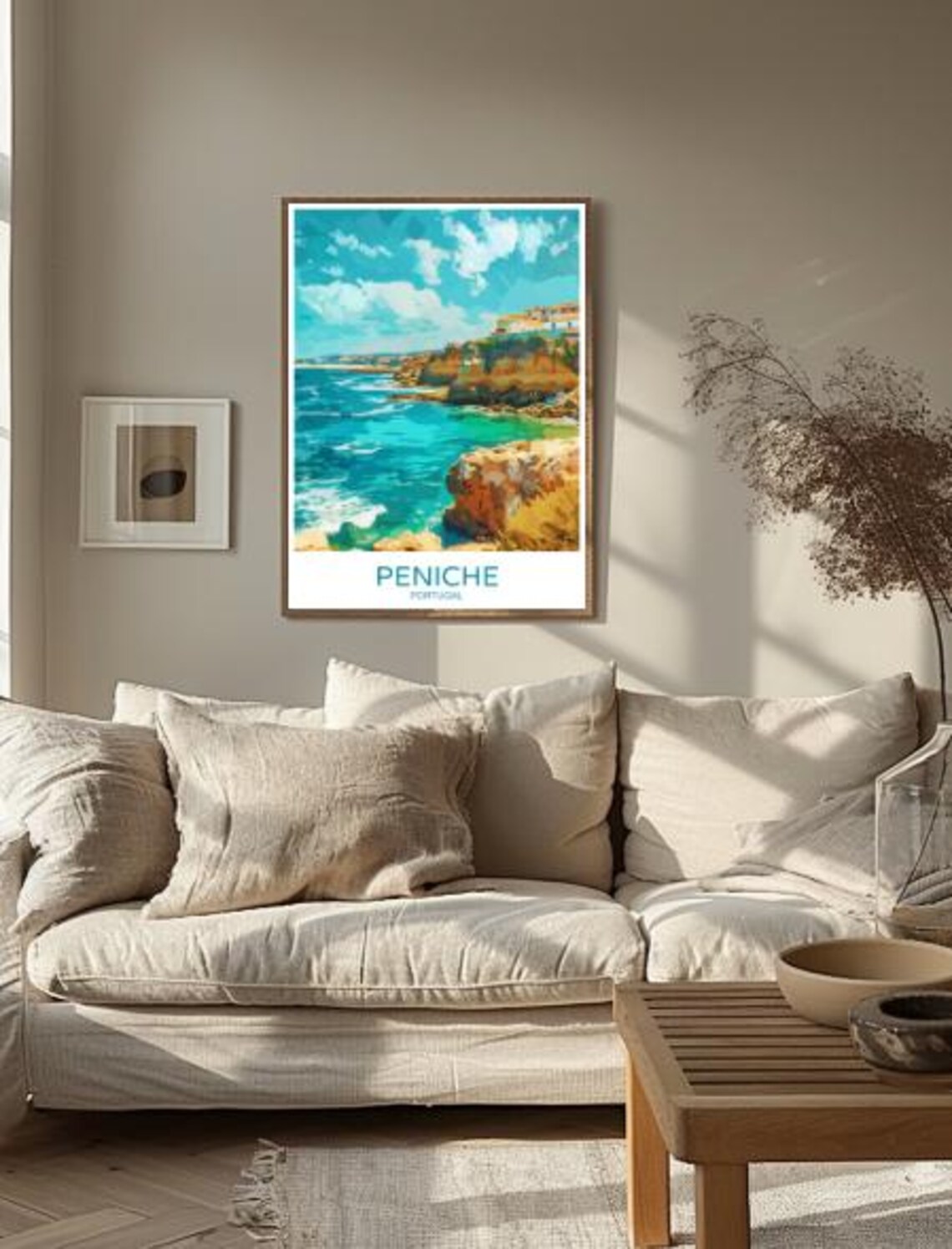 Peniche Portugal Travel Poster Rocky Cliffs and Turquoise Surf Coast - Image 2