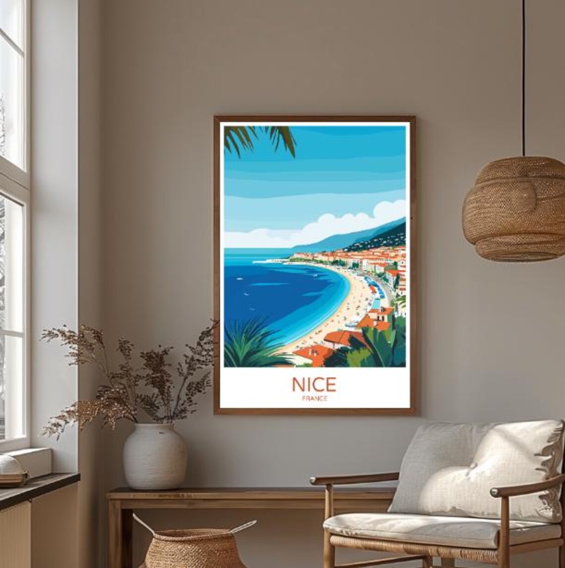 Nice France Riviera Bay Beach Mediterranean Coastline Travel Poster - Image 3