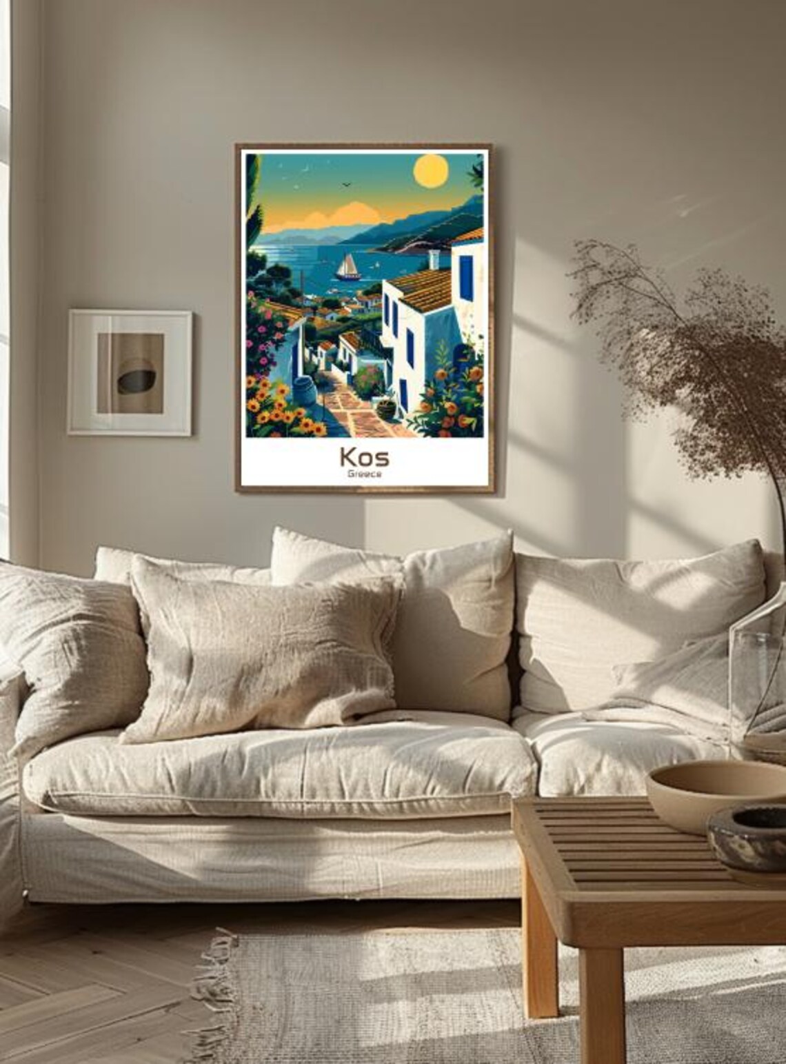 Kos Greece Greek Island Sunset Sailboat Village Travel Poster - Image 3