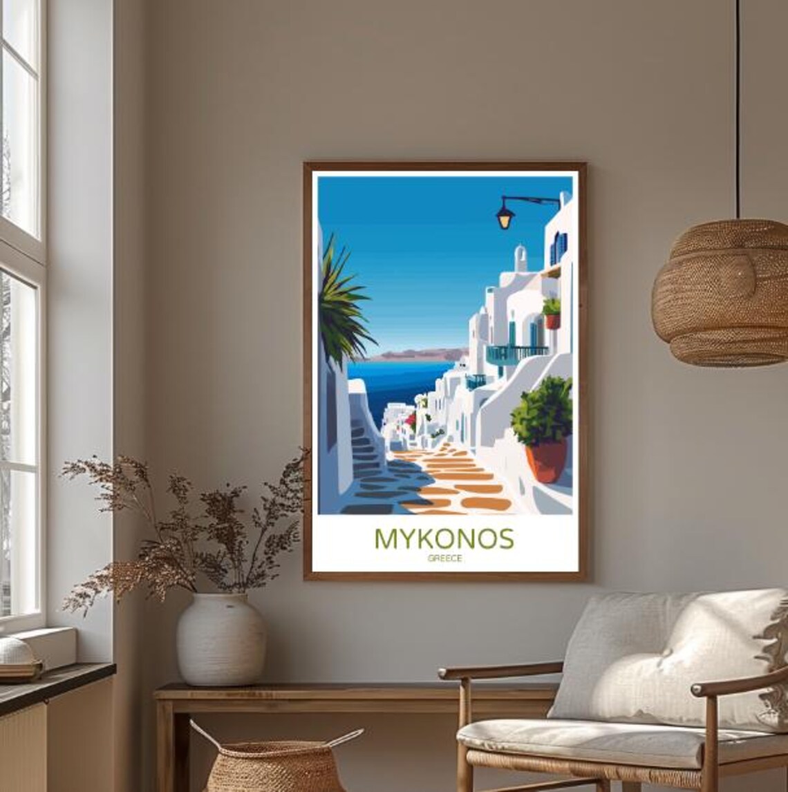 Mykonos Greece Travel Poster, Mediterranean Decor - Image 3