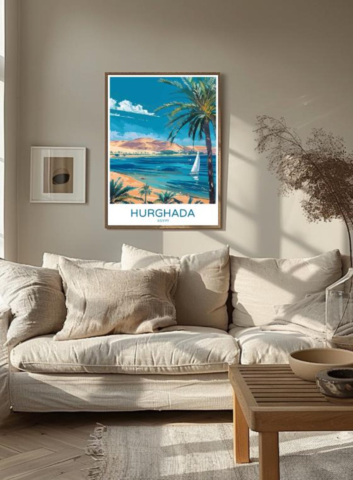 Hurghada Egypt Red Sea Beach Sailboat Vintage Travel Poster Art - Image 3