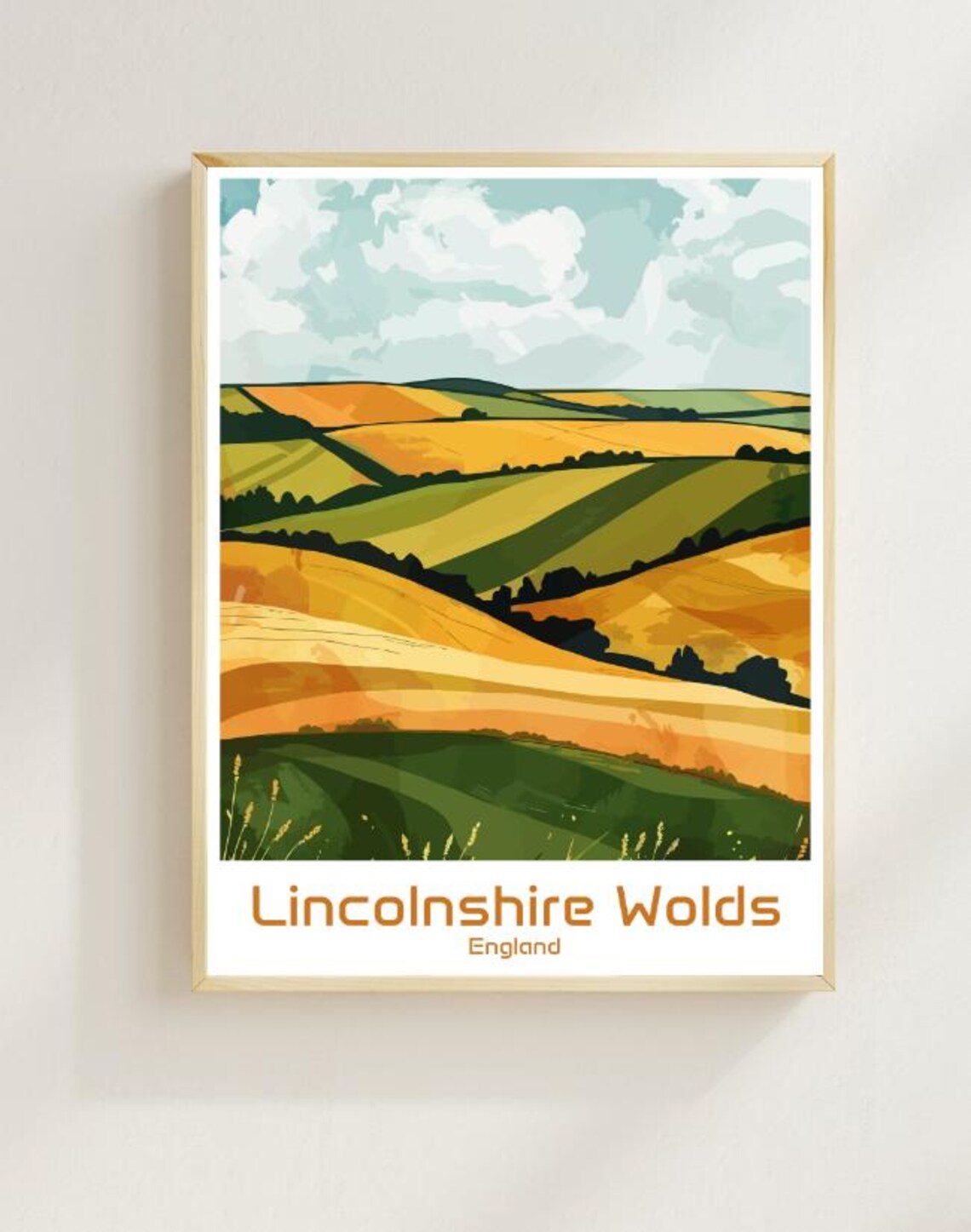 Lincolnshire Wolds England Rolling Farmland Hills Travel Poster