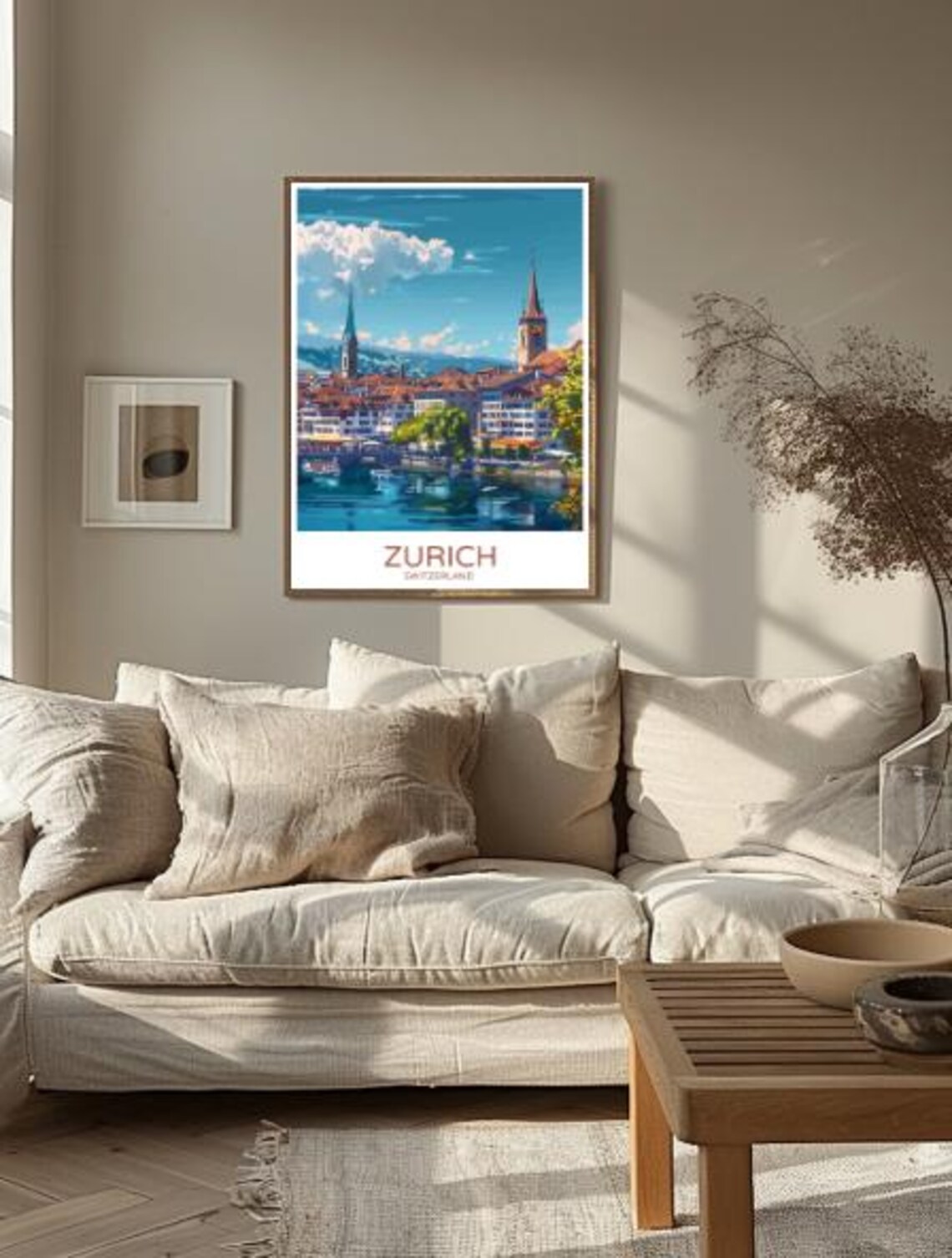 Zurich Switzerland Old Town River Skyline Vintage Travel Poster - Image 2