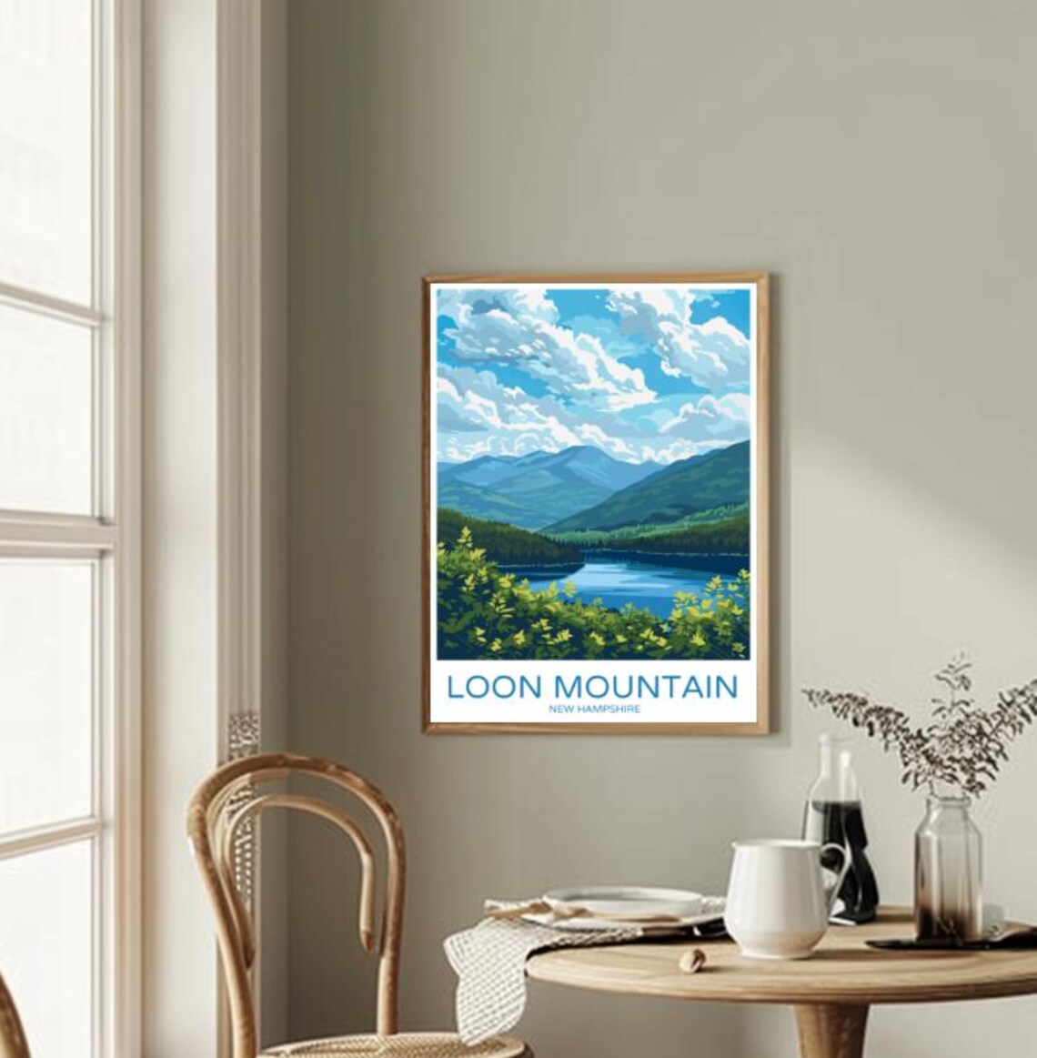Loon Mountain New Hampshire Lake View Vintage Travel Art Poster - Image 2