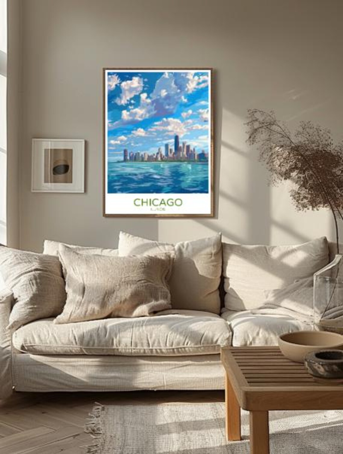 Chicago Illinois Skyline Travel Poster With Lake Michigan View - Image 2