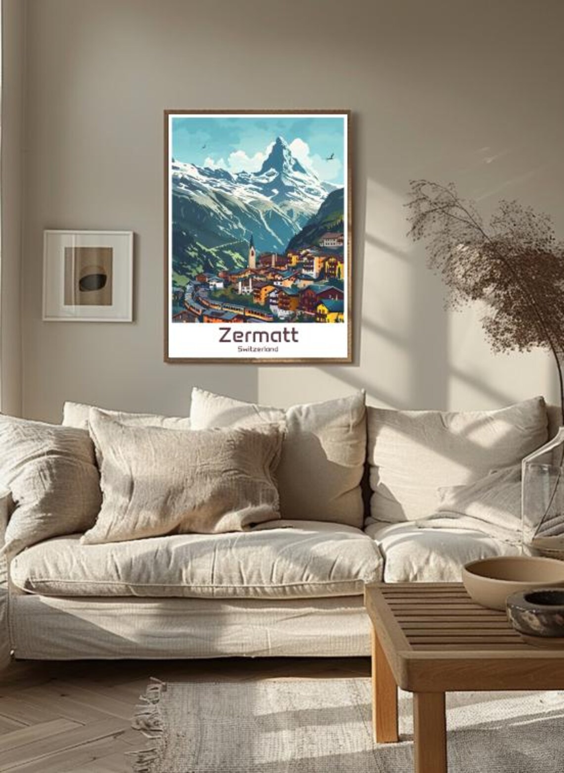 Zermatt Switzerland Matterhorn Village Retro Illustration Poster - Image 3