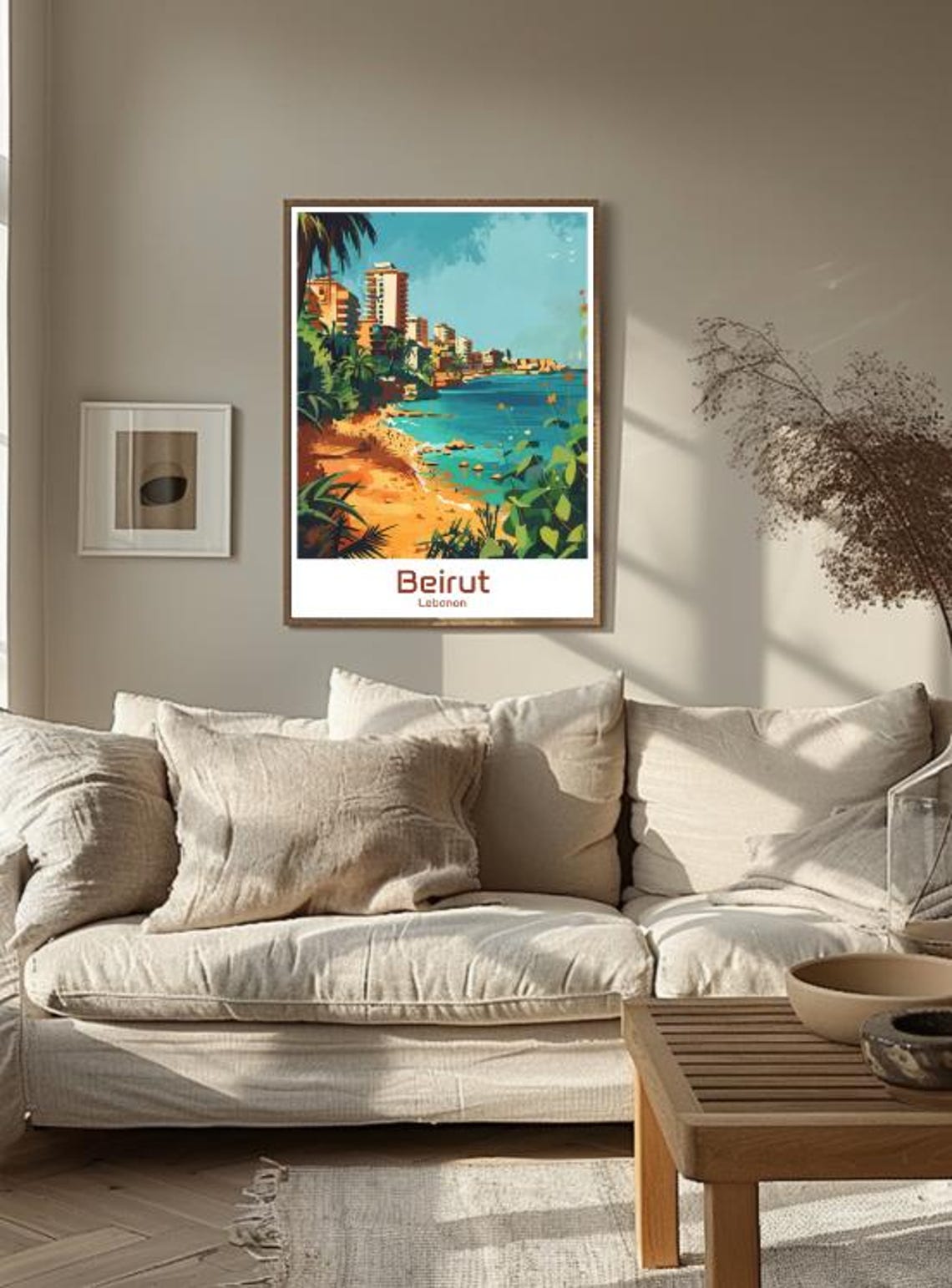 Beirut Lebanon Turquoise Coastal City Skyline Beach Travel Poster - Image 3
