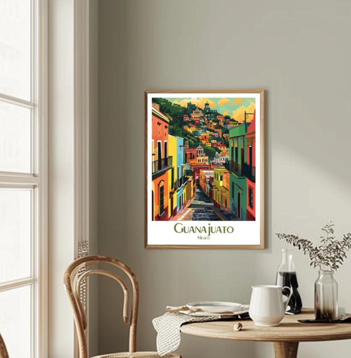 Guanajuato Mexico Colorful Hillside City Street Retro Art Poster - Image 2