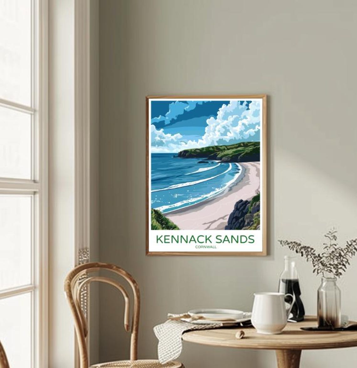 Kennack Sands Cornwall Beach Waves Vintage Travel Art Poster - Image 2