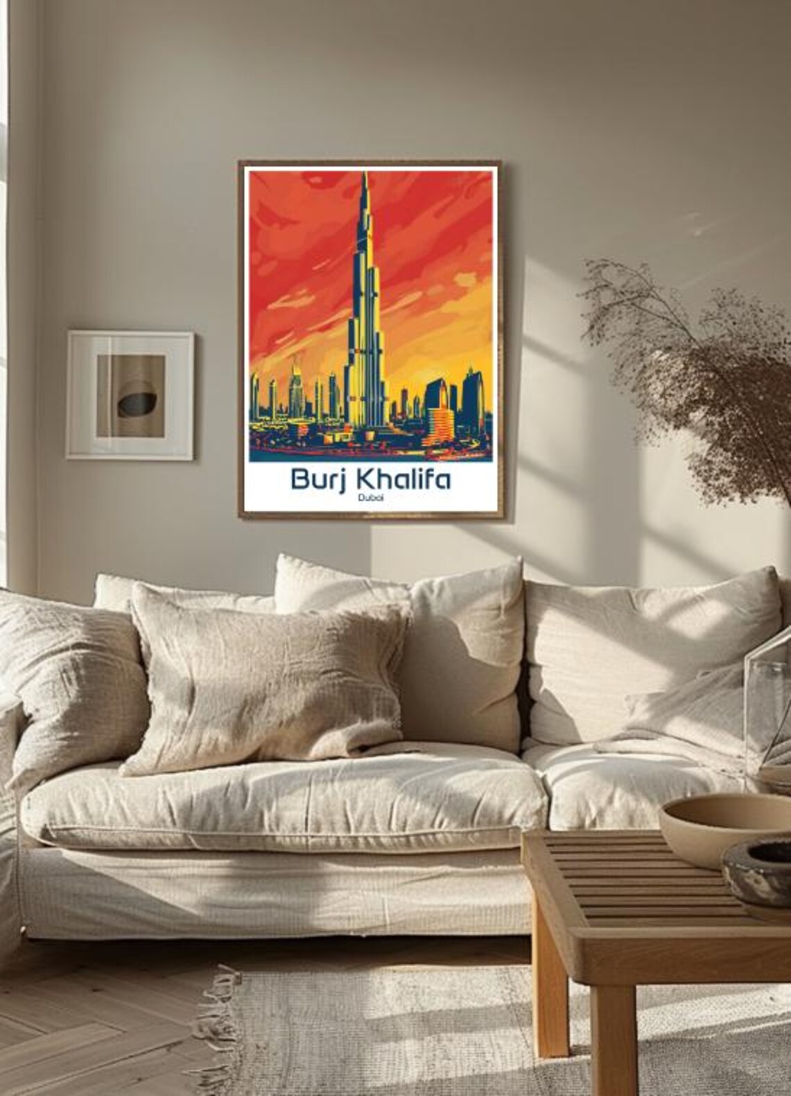 Burj Khalifa Dubai Skyline Fiery Sunset Skyscraper Travel Poster - Image 3