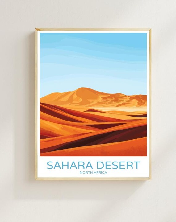 Sahara Desert Travel Poster Breathtaking North African Landscape Wall Art Nature Print Adventure Gift Desert Scenery Travel Artwork