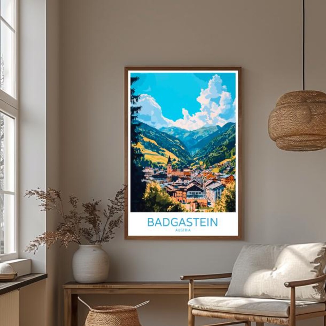 Badgastein Austria Alpine Village Church Tower Mountain Travel Poster - Image 3