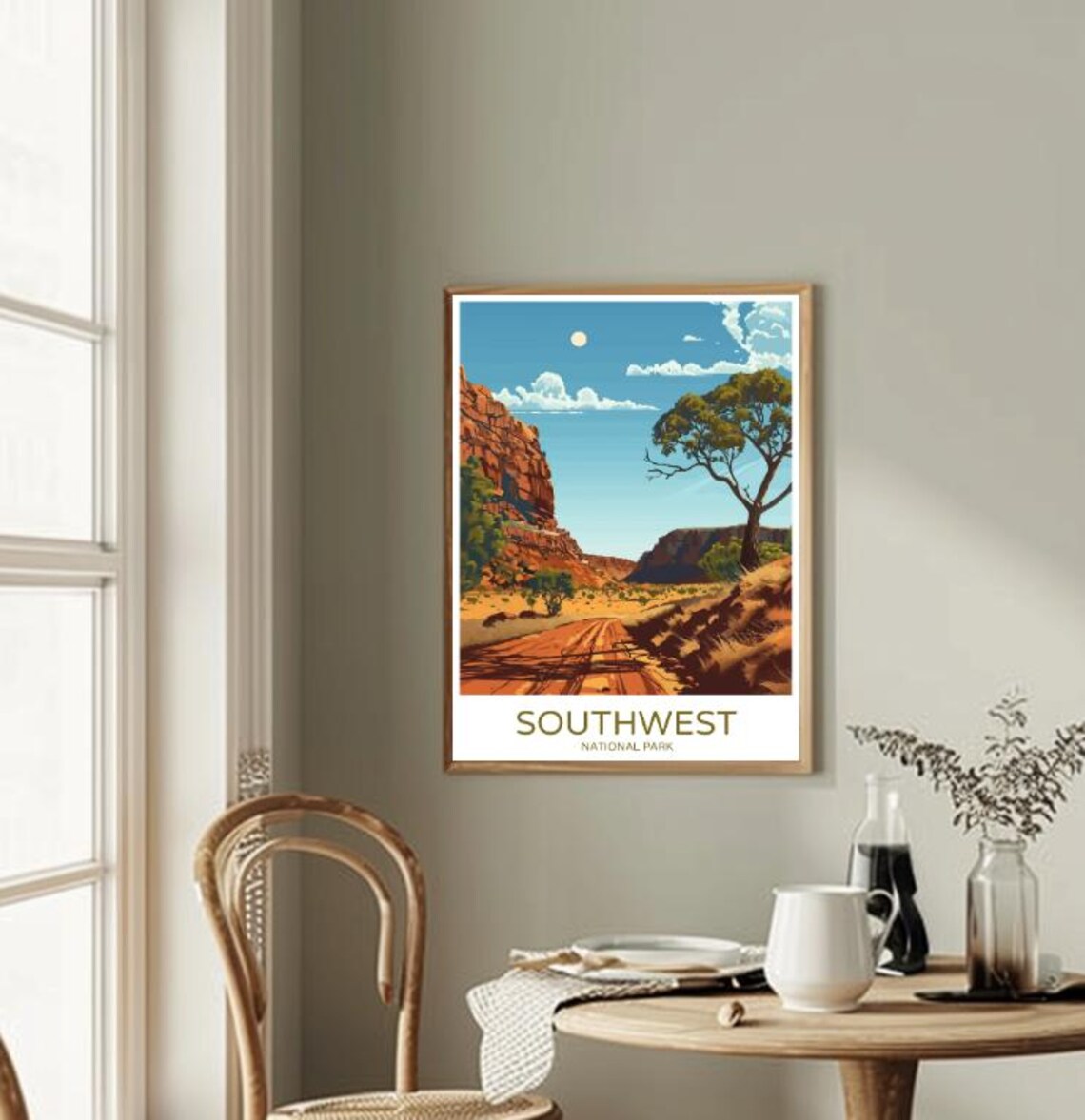 Southwest National Park Red Canyon Road Desert Vintage Travel Poster - Image 2