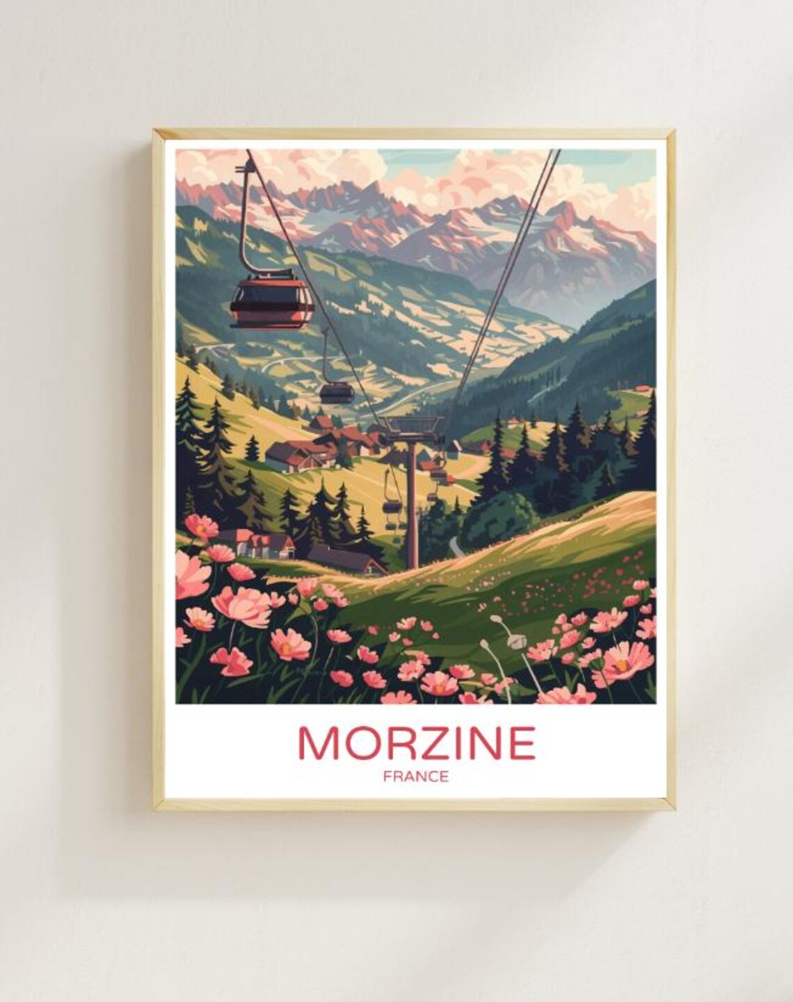 Morzine France Alpine Cable Cars Mountain Valley Summer Poster