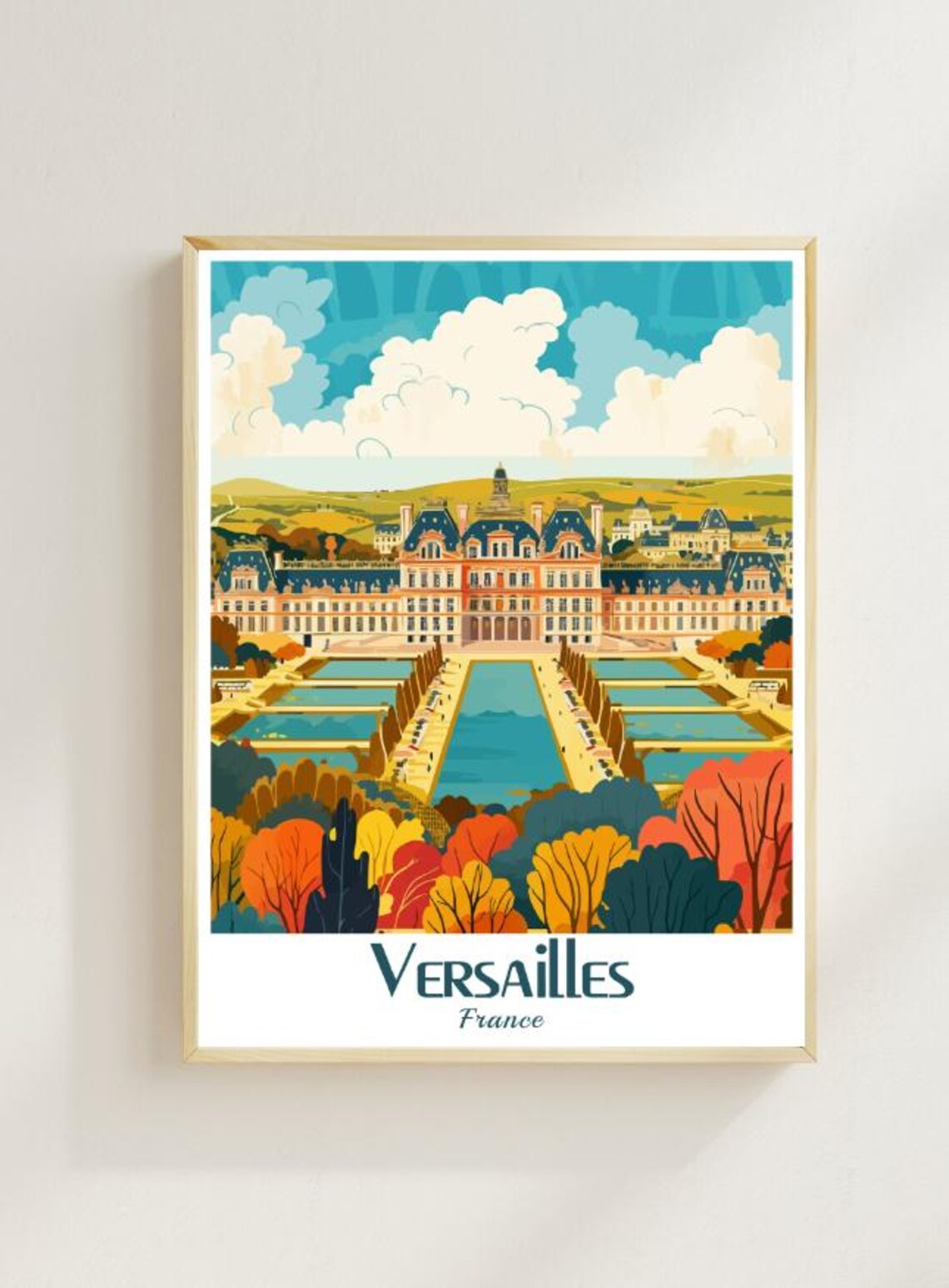 Versailles France Palace Gardens Autumn Vintage Travel Poster