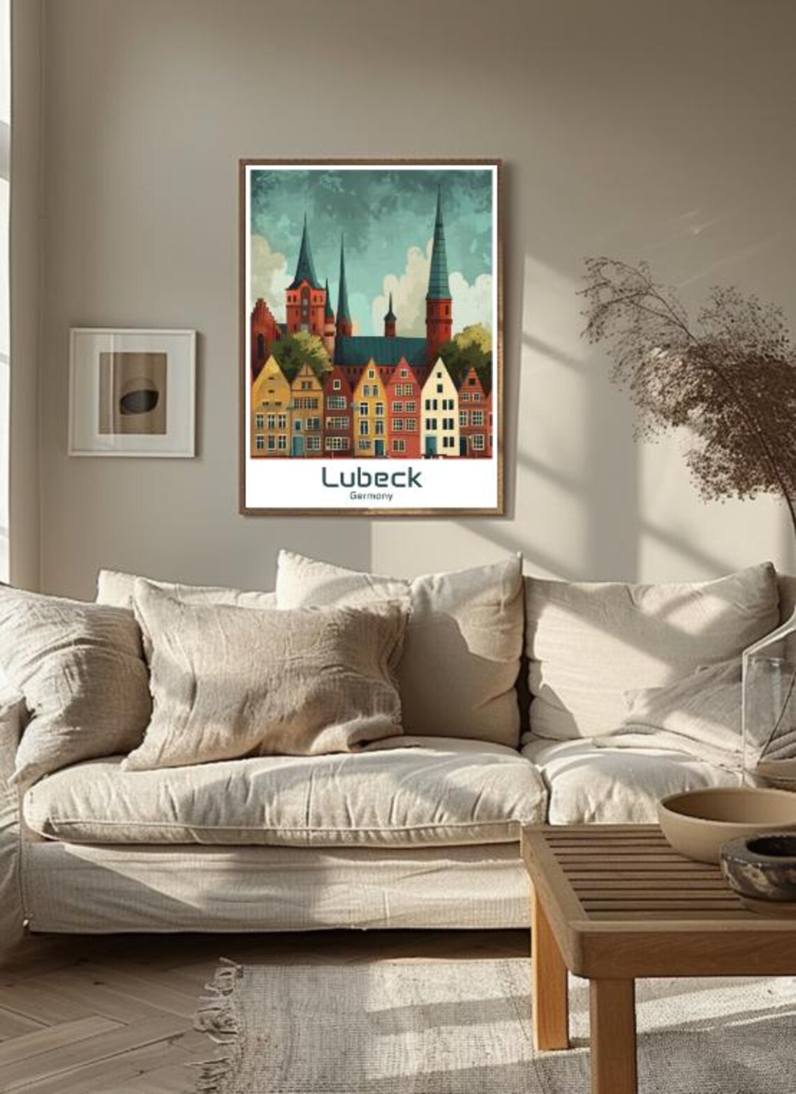 Lubeck Germany Hanseatic Old Town Gabled Houses Illustrated Poster - Image 3