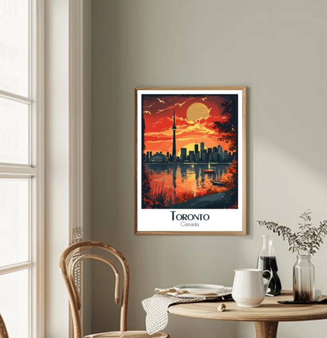 Toronto CN Tower Skyline Silhouetted at a Fiery Sunset Poster - Image 2