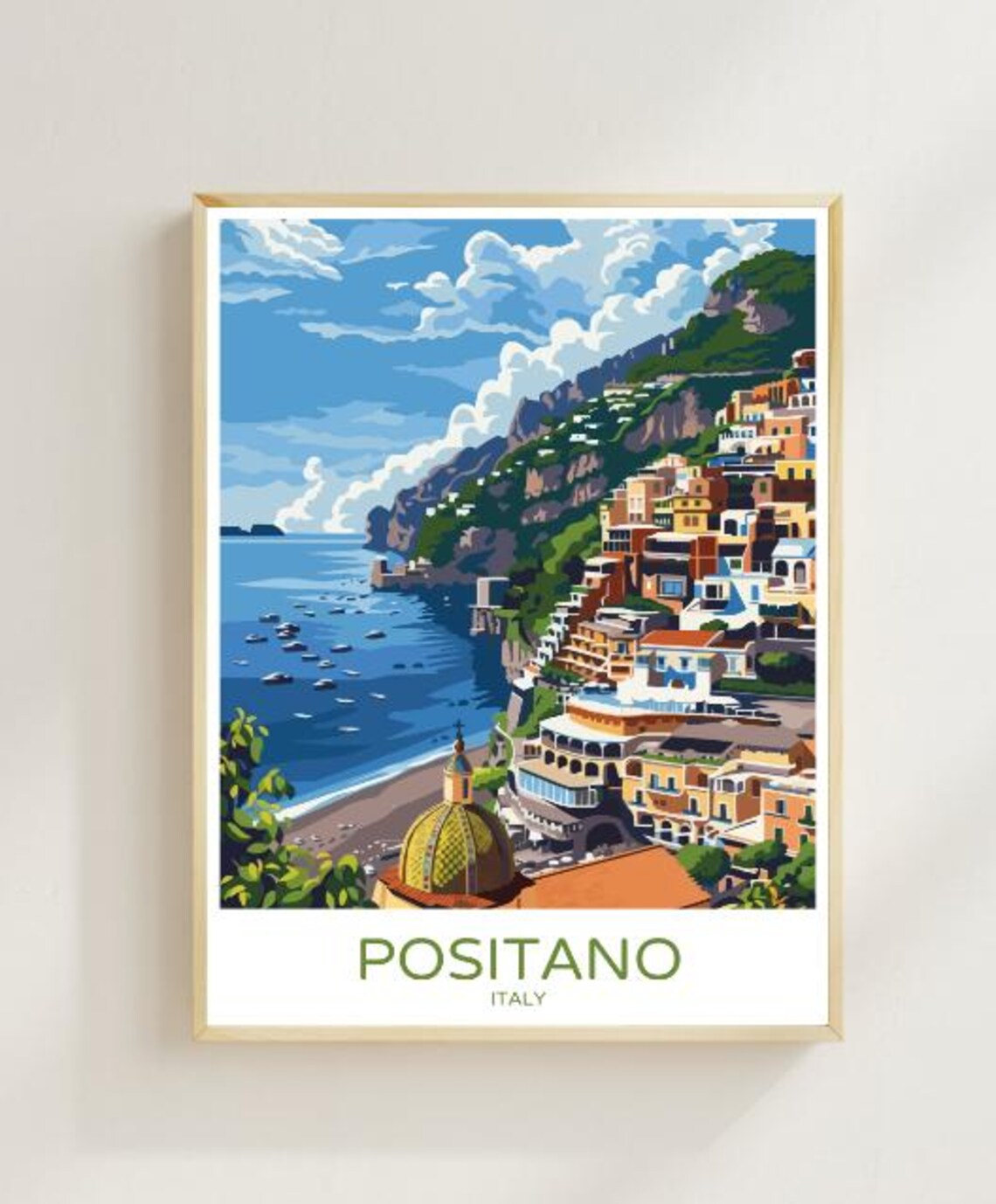 Positano Italy Amalfi Coast Cliffside Village Colorful Travel Poster