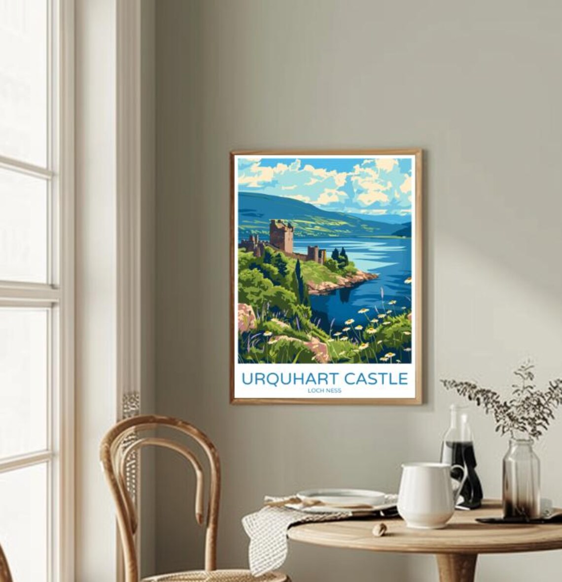 Urquhart Castle Loch Ness Ruins Lakeside Wildflowers Travel Poster Art - Image 2
