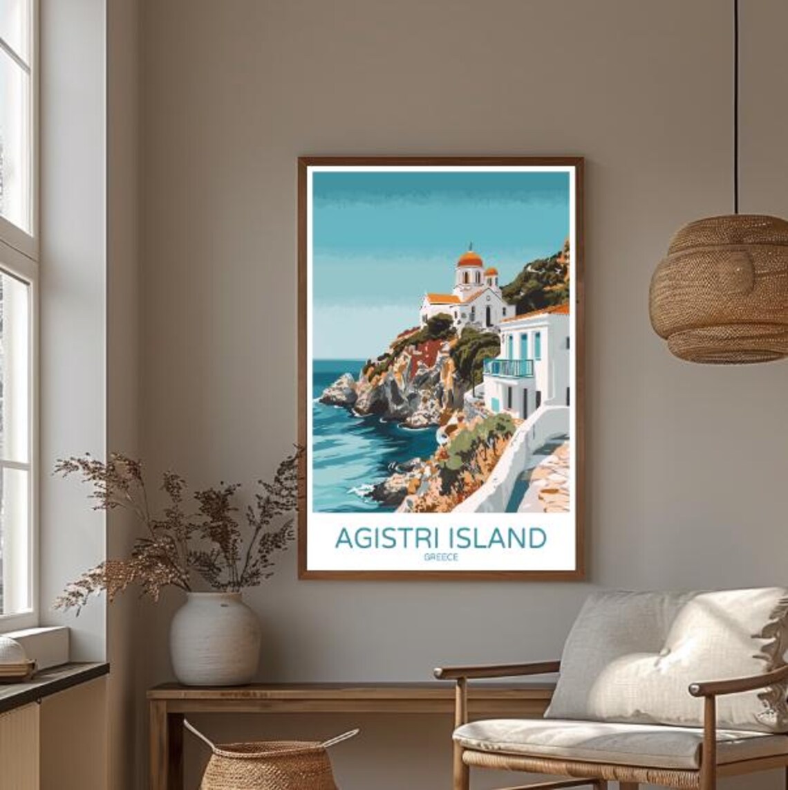 Agistri Island Greece Cliffside Church Aegean Sea Travel Poster - Image 3