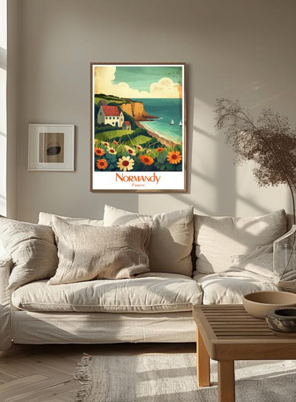 Normandy France Coastal Cliffs Village Wildflowers Travel Poster - Image 2