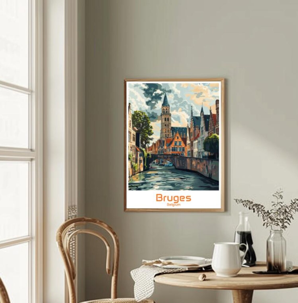 Bruges Belgium Canal Belfry Historic Cityscape Travel Poster - Image 2