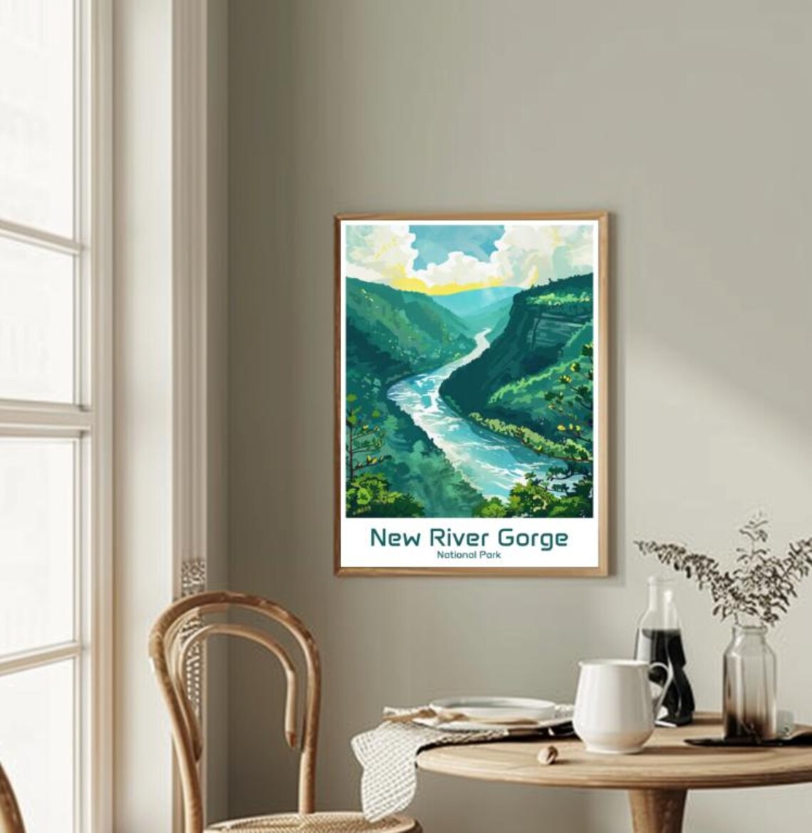 New River Gorge National Park Poster Winding River Valley Vintage Art - Image 2