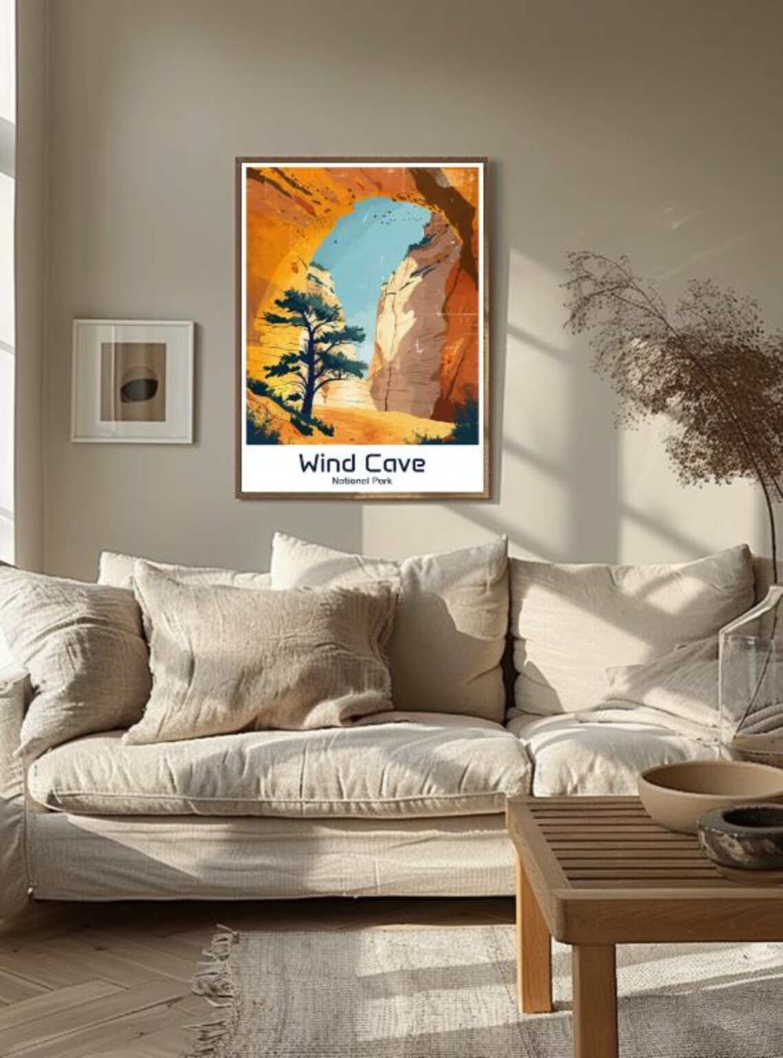 Wind Cave National Park Vintage Poster Red Rock Arch Desert Pine Landscape - Image 3